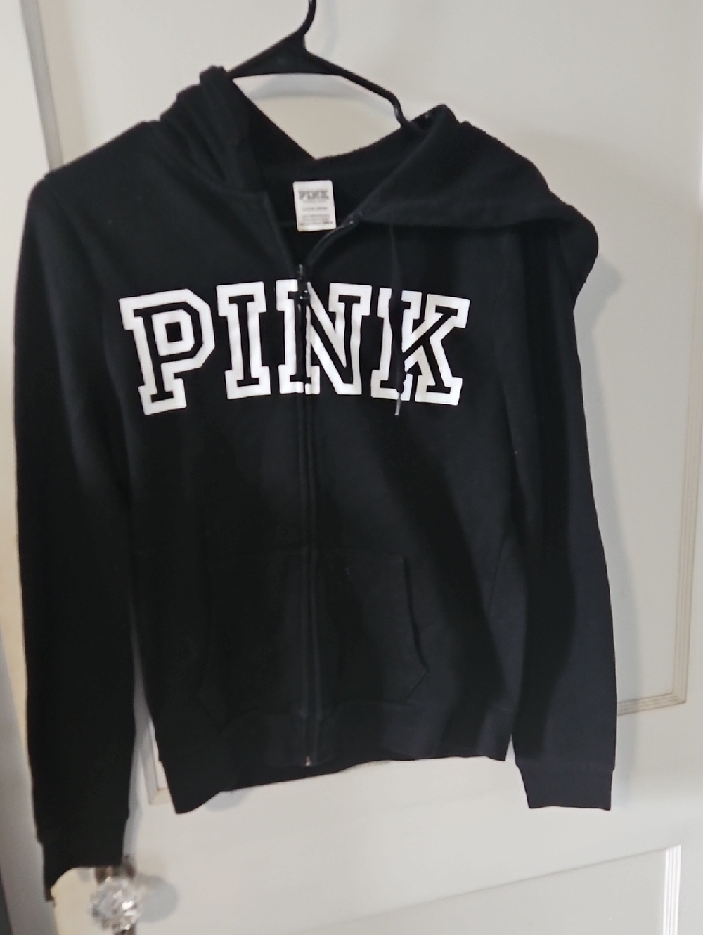 PINK Victoria's Secret Black Hoodie with White Logo